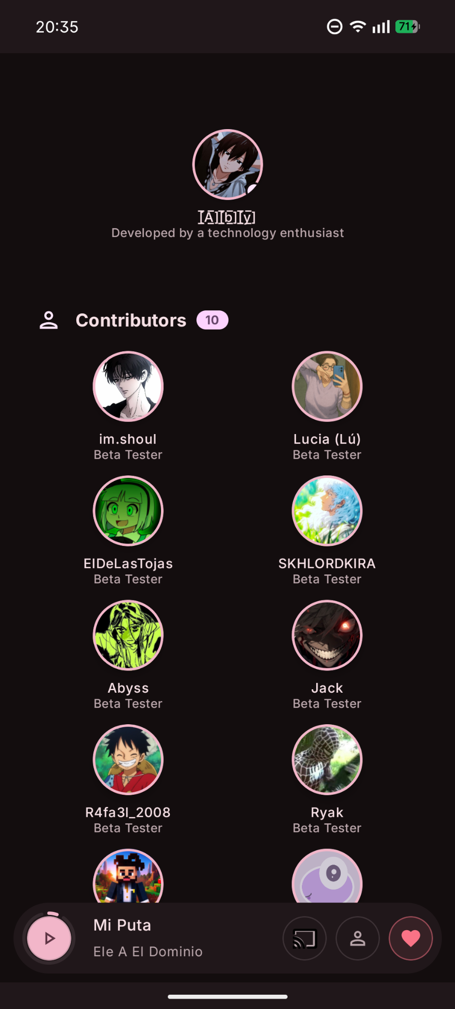 Pantalla de contribuyentes y comunidad