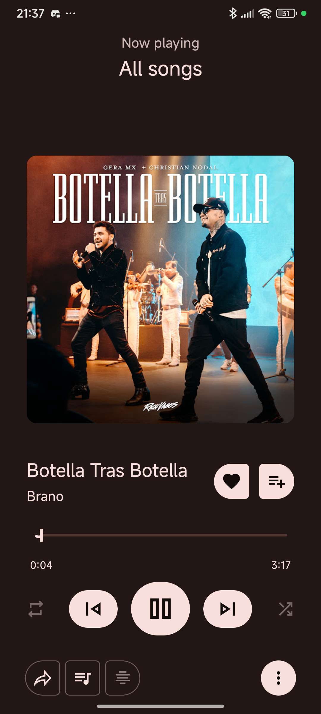 Pantalla Now playing de AniTail mostrando letras sincronizadas