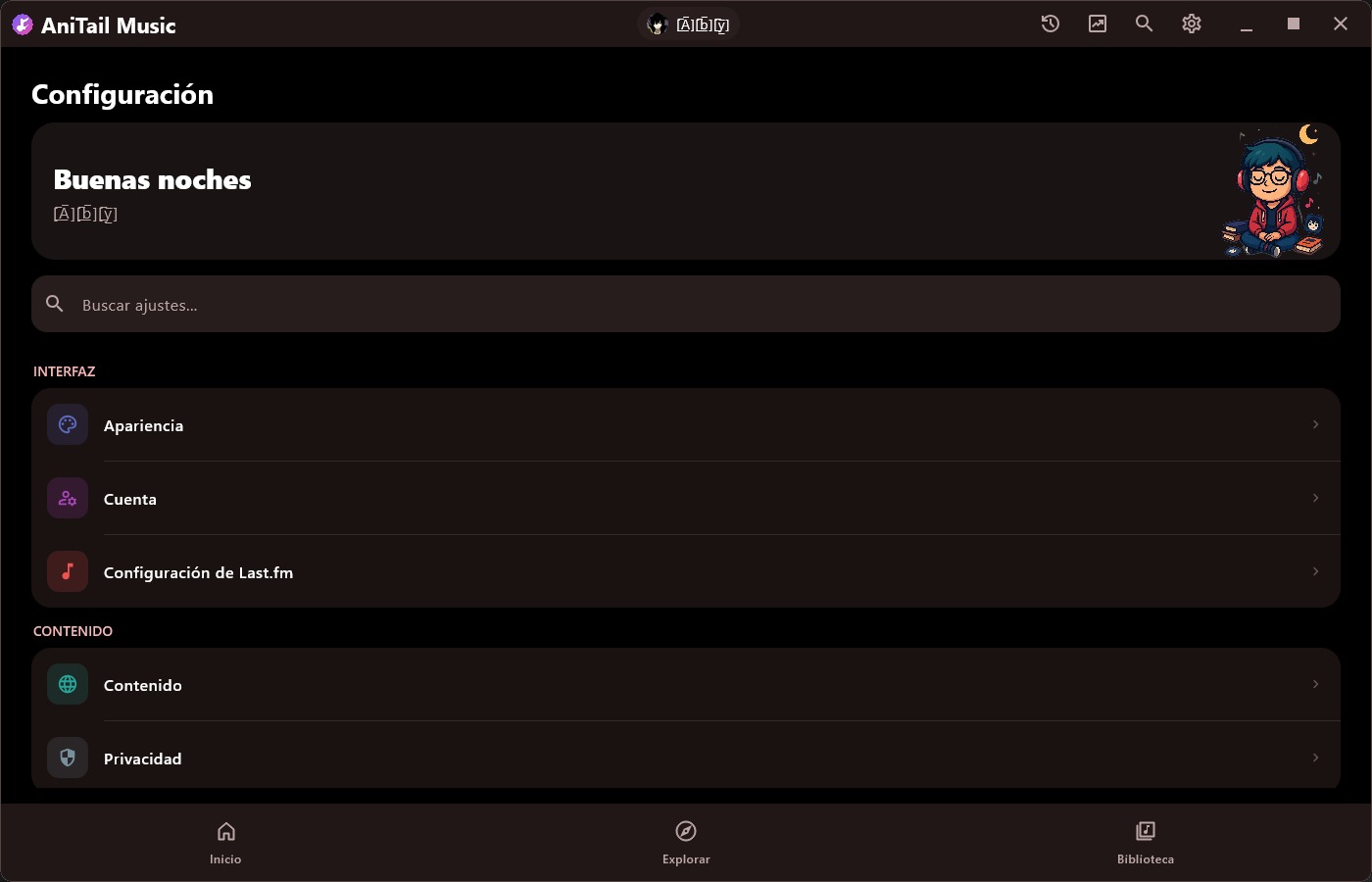 Vista desktop de AniTail 5