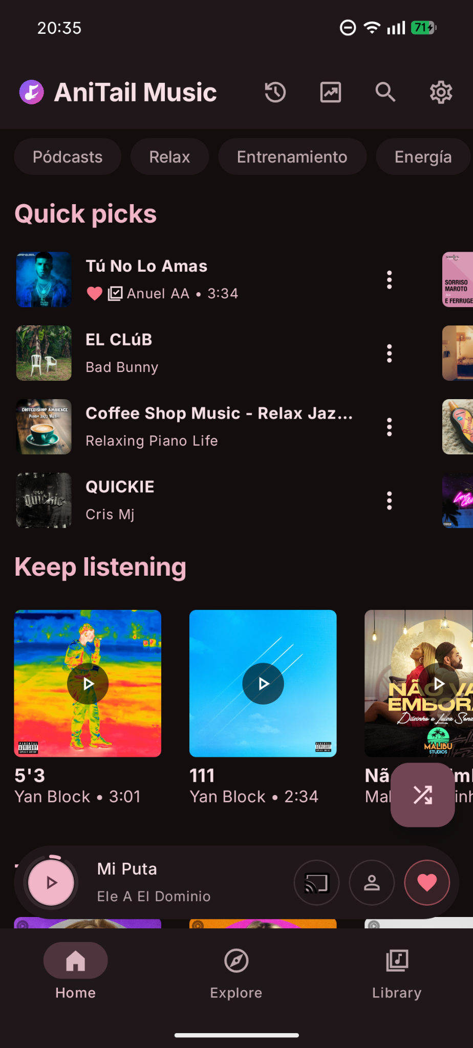 Quick picks y listas recomendadas